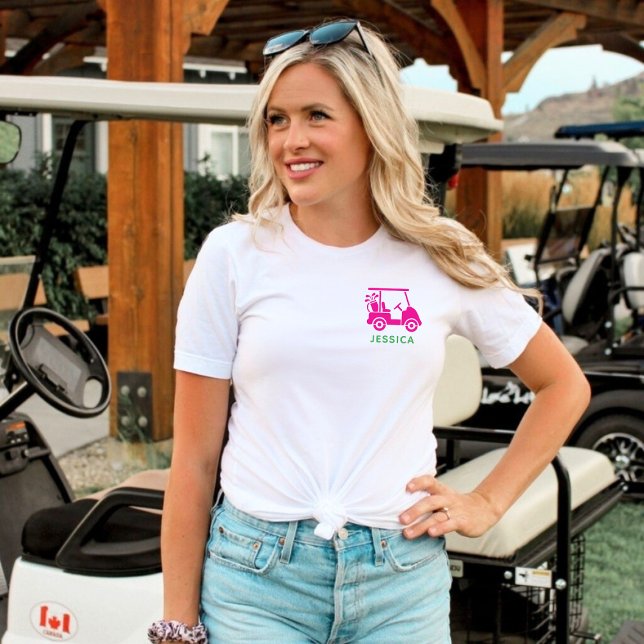 Rosa Personalisierter Golfplatz Tri-Blend Shirt (Pink Personalized Golf Cart Tri-Blend Shirt)