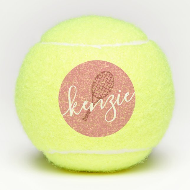 Rosa Personalisierter Mädchenname Tennisbälle (Vorderseite)