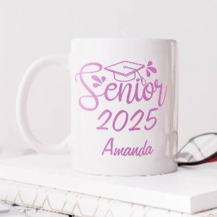 Rosa personalisierter Name Absolvent Kaffeetasse