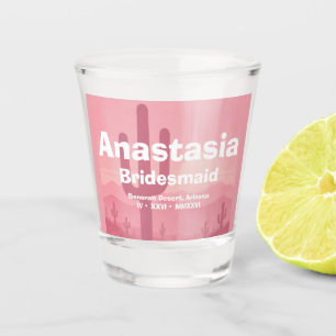 Rosa personalisiertes Brautjungfer Shotglas Schnapsglas