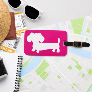 Rosa personalisiertes Dachshund-Gepäckanhänger Gepäckanhänger