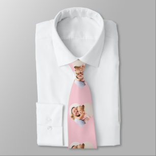 Rosa personalisiertes Familienfoto-Halsband Krawatte