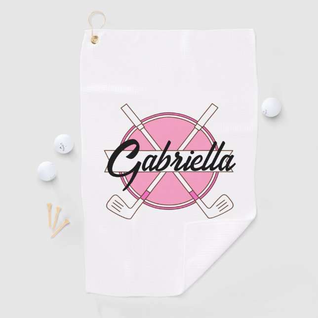 Rosa personalisiertes Golf-Monogramm  Golfhandtuch (Insitu)