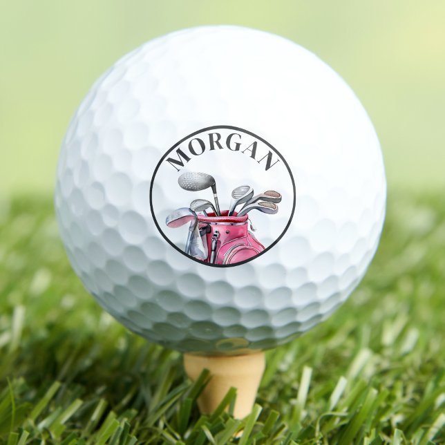Rosa personalisiertes individuelles Monogramm Golfball (Pink Name Monogram Golf Balls)