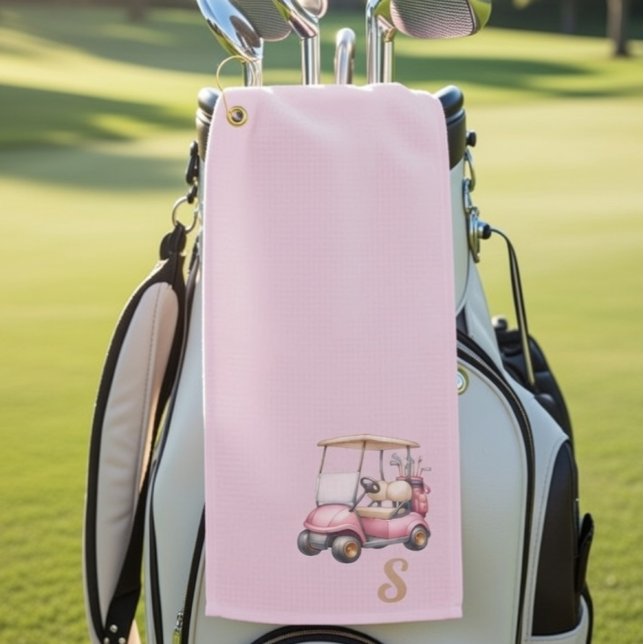Rosa personalisiertes Monogramm-Design-Geschenk Golfhandtuch (Von Creator hochgeladen)