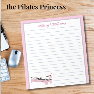 Rosa personalisiertes Pilates Prinzessinnen Name L Notizblock