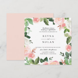 Rosa Petal Greenerity Rahmen Hochzeitseinladung Einladung
