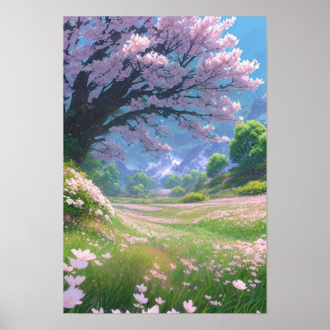 Rosa Petalen des Frühlings Poster (Vorne)