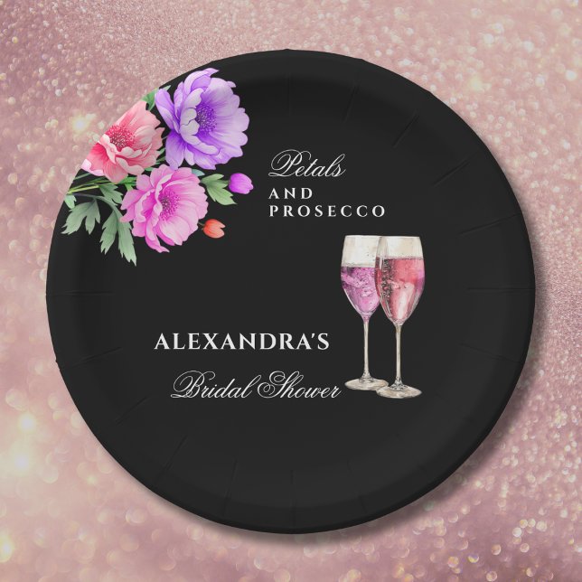 Rosa Petalen und Prosecco-Brautparty Pappteller (Von Creator hochgeladen)