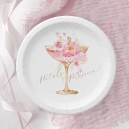Rosa Petalen und Prosecco Brautparty Pappteller