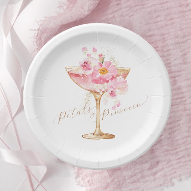 Rosa Petalen und Prosecco Brautparty Pappteller (Von Creator hochgeladen)