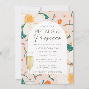 Rosa Petalen und Prosecco-Brautparty-Party Einladung