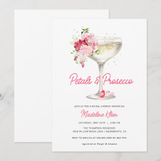 Rosa Petals und Prosecco Bridal Dusche Einladung