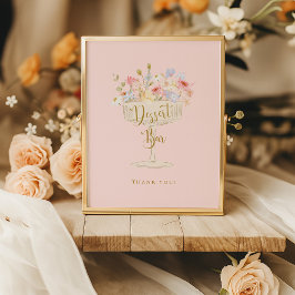 Rosa Petals und Prosecco Dusche Dessert Bar Sign Poster