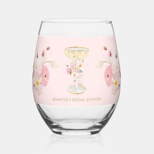 Rosa Petals und Prosecco Trinkbehälter Set Weinglas Ohne Stiel