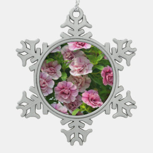 Rosa Petunia Blume Weihnachtsschmuck Schneeflocken Zinn-Ornament