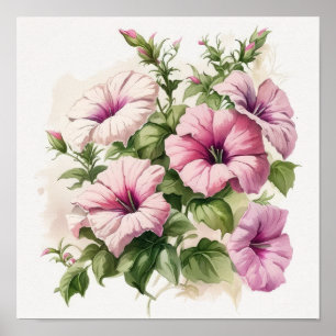 Rosa Petunien Blumen Kunst Druck Poster