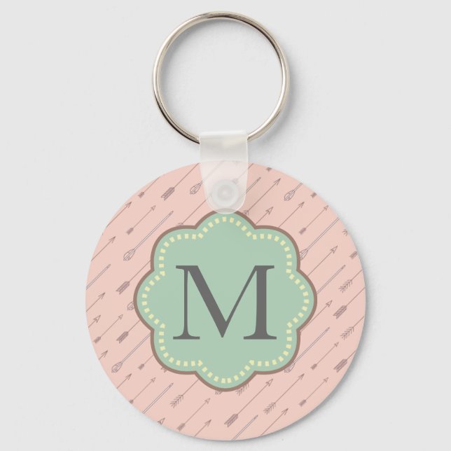 Rosa Pfeile Monogramm Schlüsselanhänger (Vorderseite)