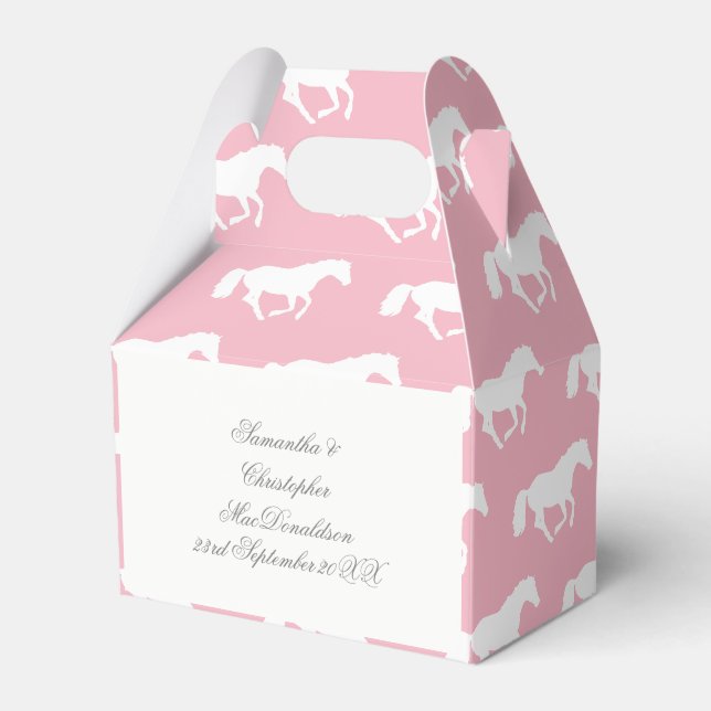 Rosa Pferd- oder Ponyhochzeit Geschenkschachtel (Vorderseite)