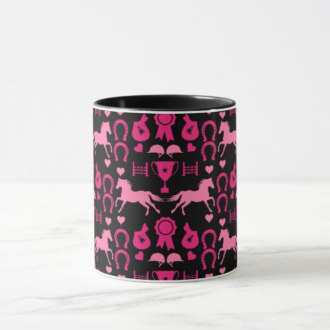 Rosa Pferdereiten Tasse (Zentrum)