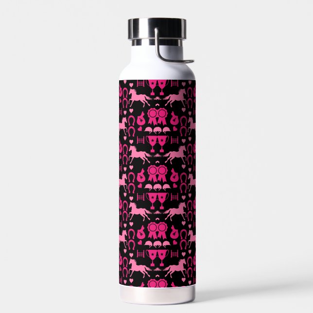 Rosa Pferdereiten Trinkflasche (Links)