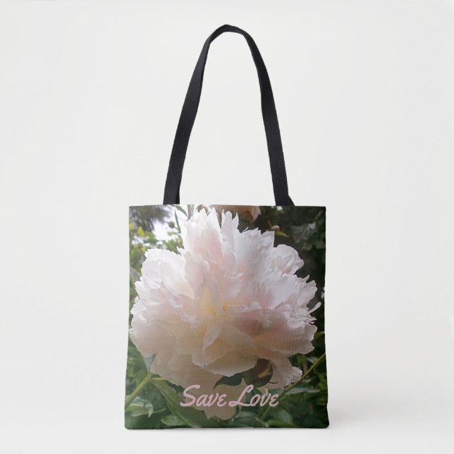 Rosa Pfingstrose Blossom.text. Tasche (Vorderseite)