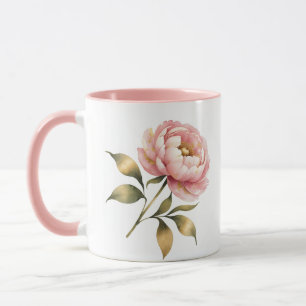 Rosa Pfingstrose Elegante Wasserfarbe Tasse