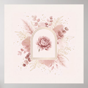 Rosa Pfingstrose Goldener Bogen Pampas Botanische Poster