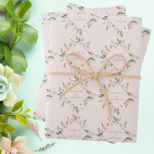 Rosa Pfingstrose Wasserfarben Florale Frühlingshoc Geschenkpapier Set