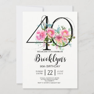 Rosa Pfingstrosen 40. Geburtstag Einladung