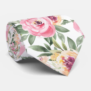 Rosa Pfingstrosen Aquarell Blumen Schlips Krawatte
