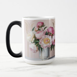 Rosa Pfingstrosen Art Deco Morphing Tasse