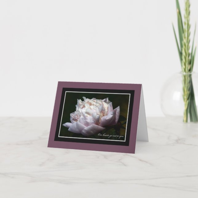Rosa Pfingstrosen-Beileids-Anmerkungs-Karte Karte (Vorderseite)