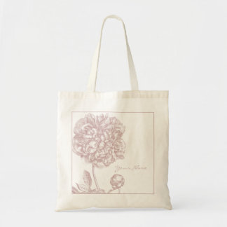 Rosa Pfingstrosen-Blume botanisch Tragetasche