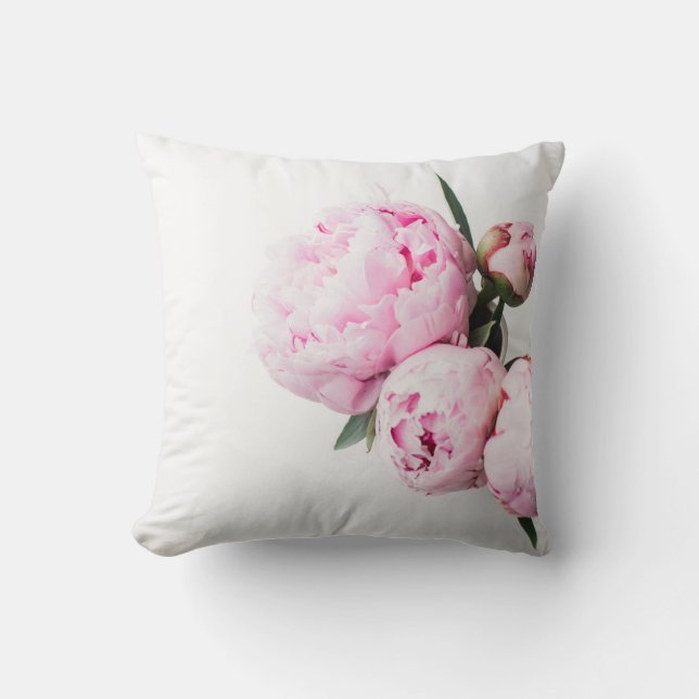 Rosa Pfingstrosen-Blume Kissen (Vorderseite)