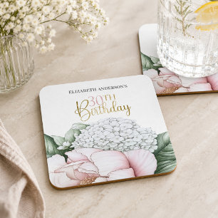 Rosa Pfingstrosen-Blumen-30. Geburtstag Rechteckiger Pappuntersetzer