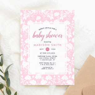 Rosa Pfingstrosen-Blumen-Baby-Party Einladung