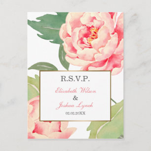 Rosa Pfingstrosen-Blumen, die uAwg wedding sind Einladungspostkarte