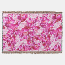 Rosa Pfingstrosen-Blumen-Fransen-Decke