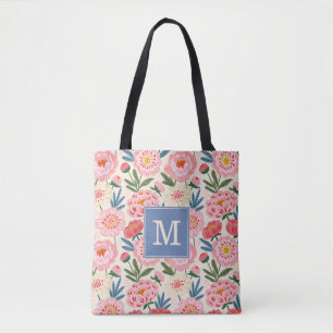 Rosa Pfingstrosen-Blumen-Tragetasche Tasche