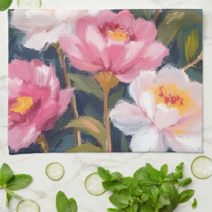 Rosa Pfingstrosen-Blumenstrauß Aquarell Geschirrtuch