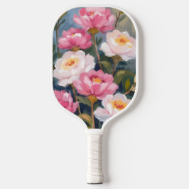 Rosa Pfingstrosen-Blumenstrauß Aquarell Pickleball Schläger