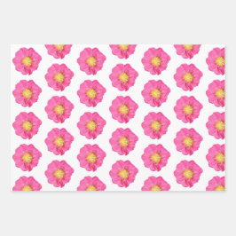 Rosa Pfingstrosen-Botanik-Flachblatt-Geschenkverpa Geschenkpapier Set