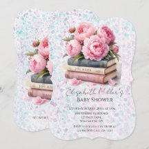 Rosa Pfingstrosen & Bücher Mädchen-Baby-Party