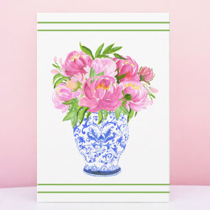Rosa Pfingstrosen-Chinoiserie-Dankeschön Dankeskarte