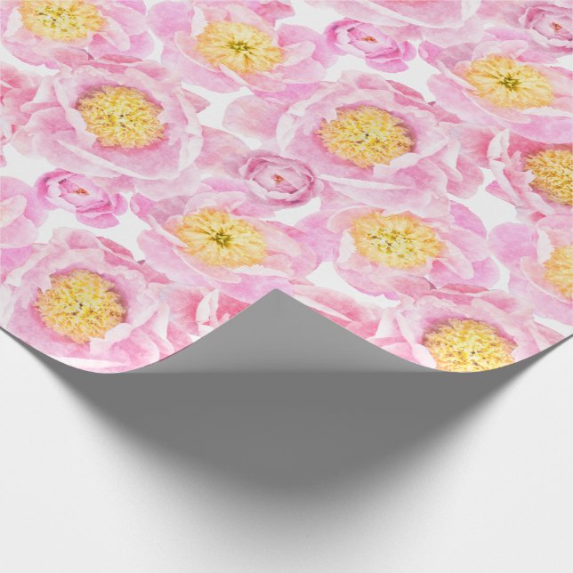 Rosa Pfingstrosen Geschenkpapier (Ecke)
