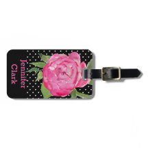 Rosa Pfingstrosen-Gewohnheits-Gepäckanhänger