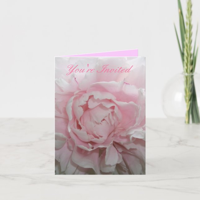 Rosa Pfingstrosen-Hochzeits-Einladungs-Schablone Einladung (Vorderseite)