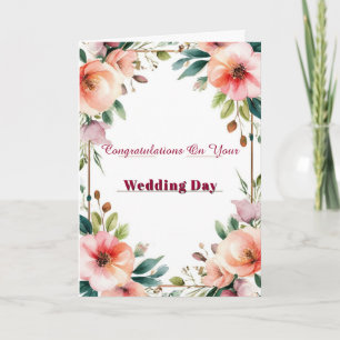 Rosa Pfingstrosen-Hochzeitswunsch-Grußkarte 💍 Karte