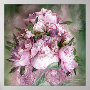 Rosa Pfingstrosen im Pfingstrosen-Vase - Poster